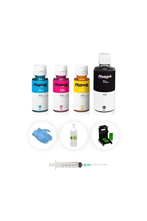 PHOTOINK Hp Smart Tank 500 515 530 513 519 Photoink Plus Siyah Ve Renkli Kartuş Dolum Seti