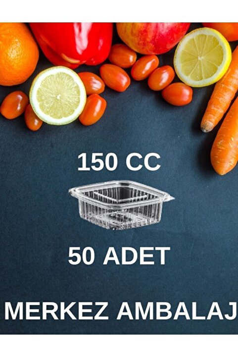 Genel Markalar Plastik Sızdırmaz Kap 150 Gr Cc Kullan At Tek Kullanımlık Plastik Kapaklı Kase 50 Adet