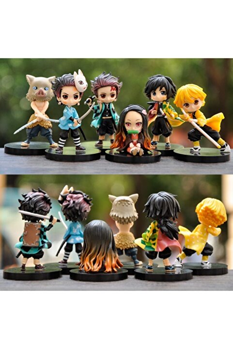 ANIME 6adet Japonya Anime Iblis Avcısı Kimetsu Yaiba Kamado Tanjirou Nezuko Agatsuma Figür Koleksiyon