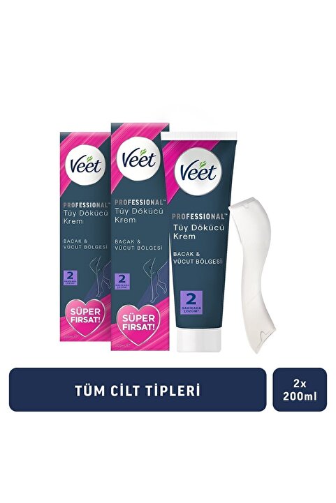 Veet Professional Tüy Dökücü Krem Hassas Ciltler için Bacak & Vücut Bölgesi Süper Fırsat Paketi 200ml X 2