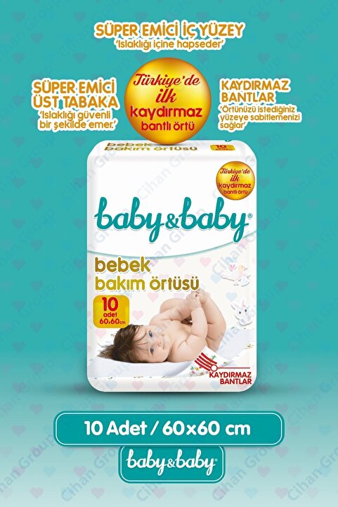 Baby&Baby Bebek Bakım Örtüsü 60x60cm Alt Açma Bezi 10 Adet