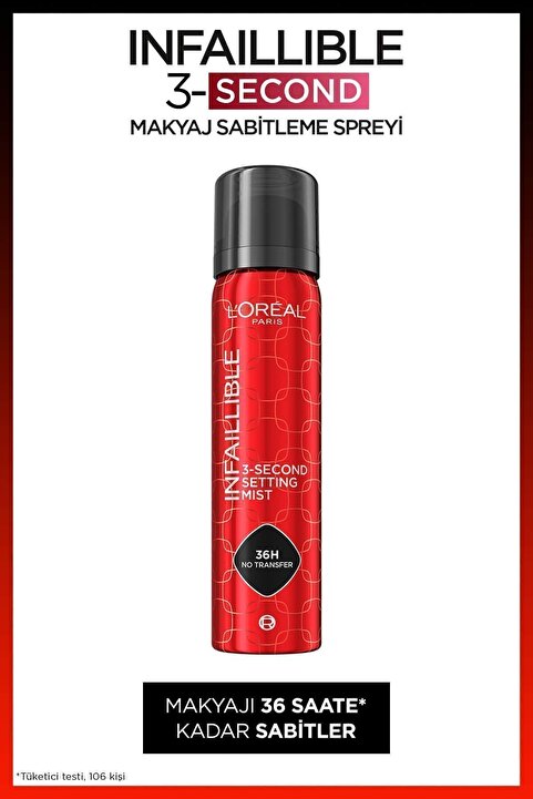 L'Oreal Paris Infaillible Makyaj Sabitleyici Sprey 75 ml - Makyajı Sabitleyen 36 Saate Kadar Kalıcı Sprey