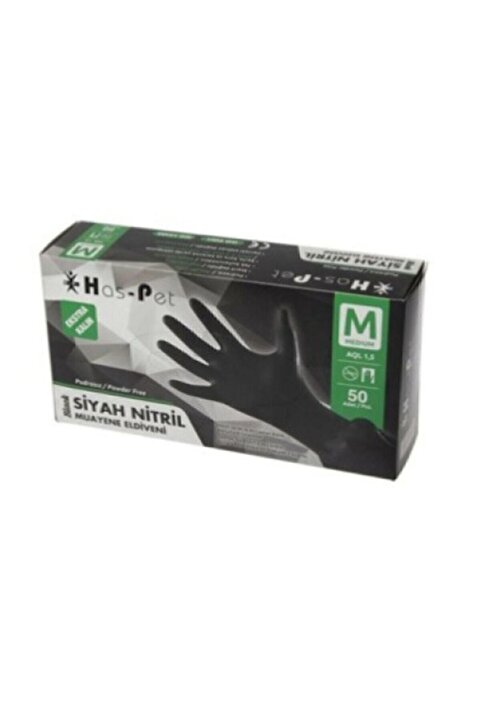 Has-Pet Nitril Eldiven M Beden Pudrasız Siyah Extra Kalın 156