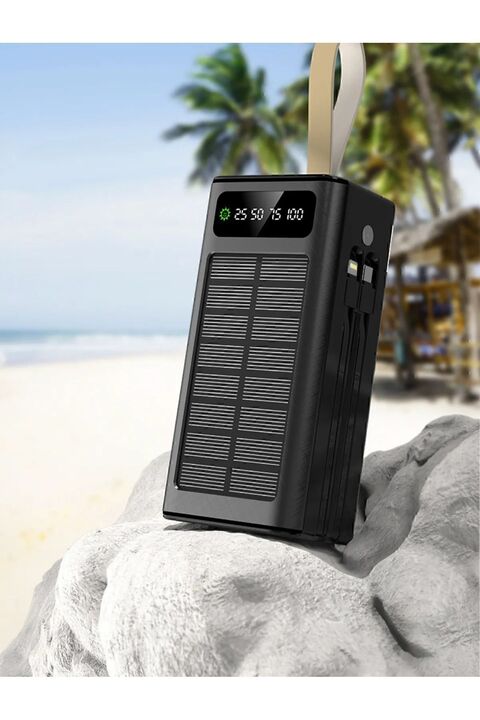 MATECHNO Solar 30.000 Mah Güneş Enerjili Led Işıklı Powerbank Şarj Aleti 4xUsb Çıkış Çoklu Şarj Çıkışı Kablo