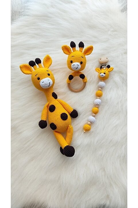 ÖrgüAna Amigurumi Zurafa Set Organik Oyuncak