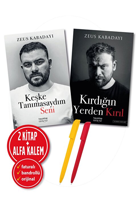 Hayykitap Zeus Kabadayı 2 Kitap YENİ (Keşke Tanımasaydım Seni + Kırdığın Yerden Kırıl) + Alfa Kalem-Hayykitap