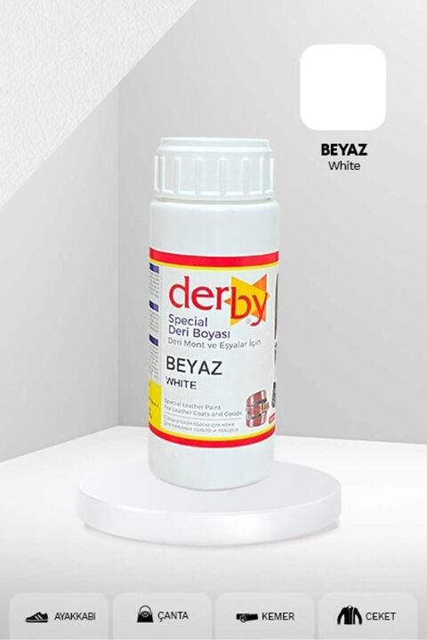Derby Special Beyaz Deri Boyası 100 ml / Mont Eşya Çanta Kemer Cüzdan Ayakkabı Deri Boyası