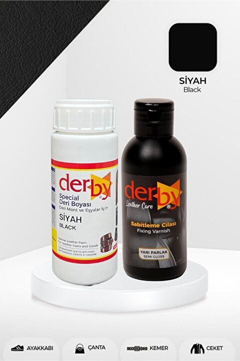 Derby Special Siyah Deri Boyası Ve Cilası 100 ml - 2'li Set / Mont Eşya Çanta Deri Boyası