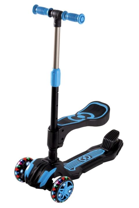 Scooter Cool Wheels Led Işıklı Oturaklı Pembe Mavi Erkek Kız Combo - Esmrkt4