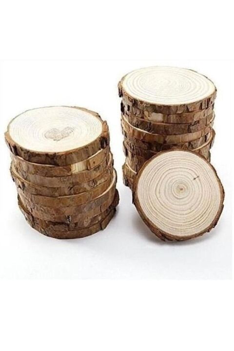 AhşapSepeti Ahşap Dilim Kütük Bardak Altlığı Stand 5'li