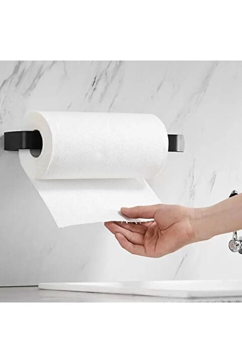Genel Markalar Metal Siyah Kağıt Rulo Havluluk, Peçetelik, Yapışkanlı Tasarım, Banyo Askısı