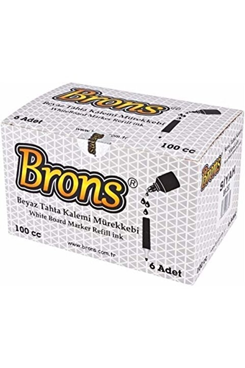 Brons Beyaz Tahta Kalemi Mürekkebi Siyah 100 Cc. Br-353 6'lı Paket tkm