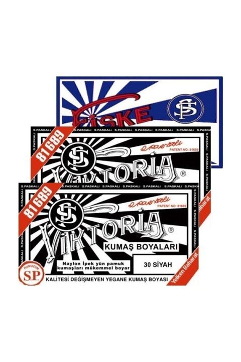 Viktoria Kumaş Boyası Siyah 2 paket+fiske Sabitleme 1paket