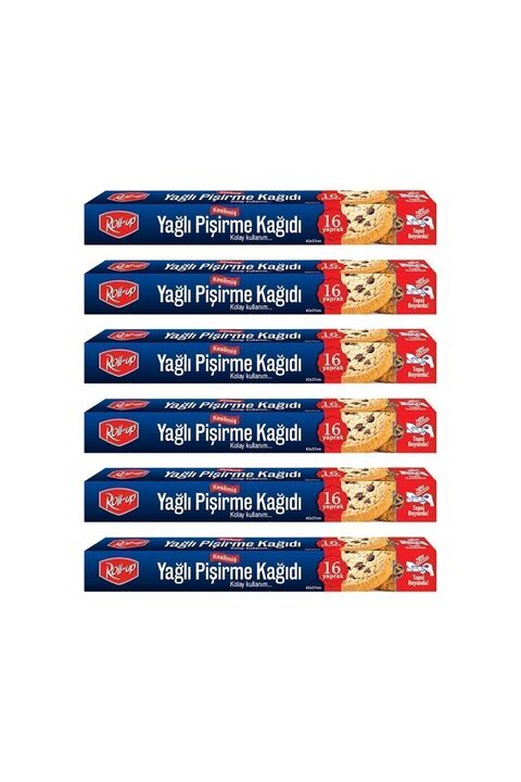 Roll Up Kesilmiş Yağlı Pişirme Kağıdı 16 Yaprak 6'lı Kutu Set