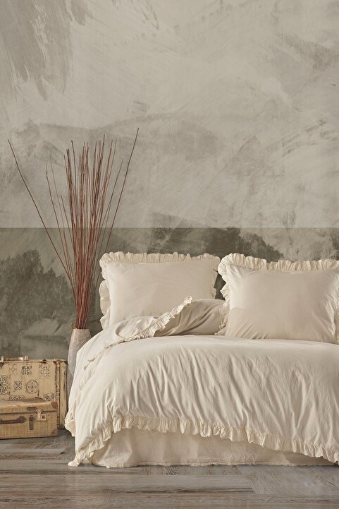 Macas Home Grace %100 Pamuklu Fırfırlı Yıkamalı Çift Kişilik Nevresim Takımı 200*220