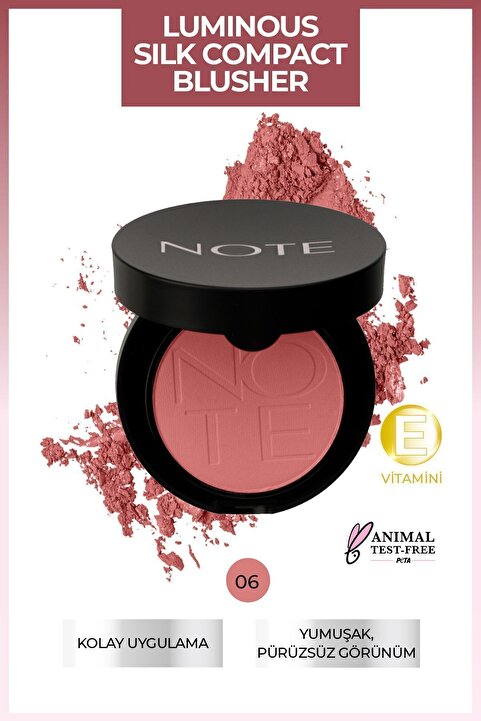 Note Cosmetics Luminous Silk Compact Blusher Toz Allık - 06 Sandy Pink