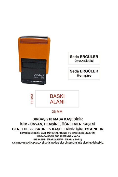 sırdaş 910 Isim Ünvan Kaşesi - Turuncu Makina