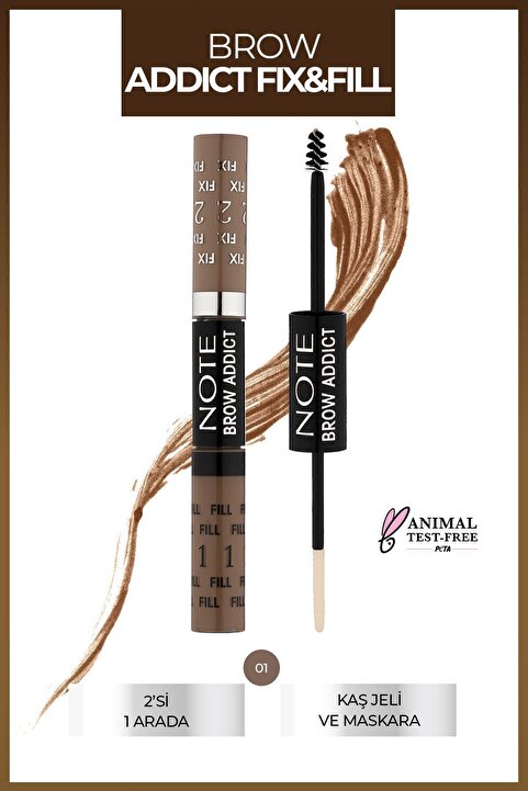 Note Cosmetics Brow Addict Fix&Fill Kaş Farı ve Maskarası 2'si 1 Arada - 01 Dark Blonde