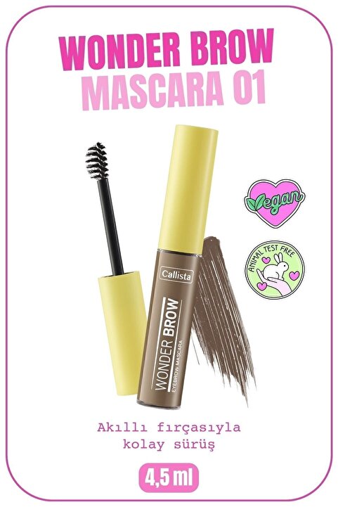 Callista Wonder Brow Eyebrow Mascara Kaş Maskarası - 01 Light Brown - Açık Kahverengi