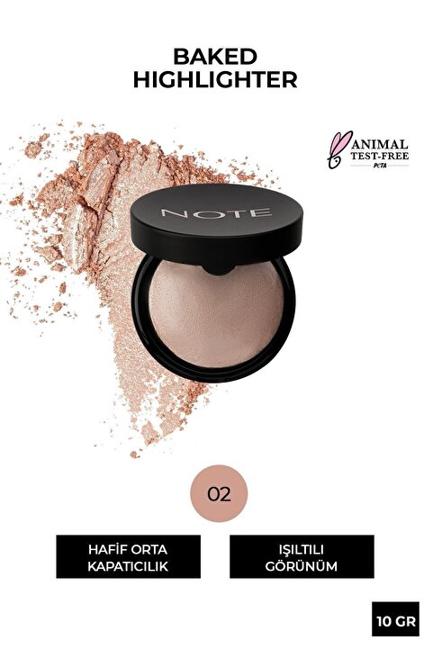 Note Cosmetics Baked Highlighter Işıltılı Fırınlanmış Toz Aydınlatıcı - 02 Sunkiss