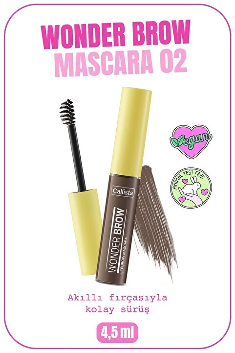 Callista Wonder Brow Eyebrow Mascara Kaş Maskarası - 02 Brown - Kahverengi