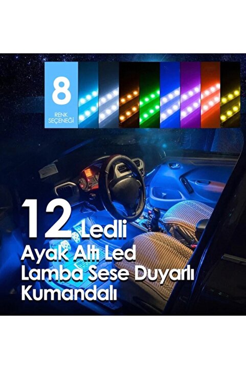 MeyZone 12 Ledli Ayak Altı Led Lamba Sese Duyarlı Led Müziğe Duyarlı Led Çakmaklık Girişli