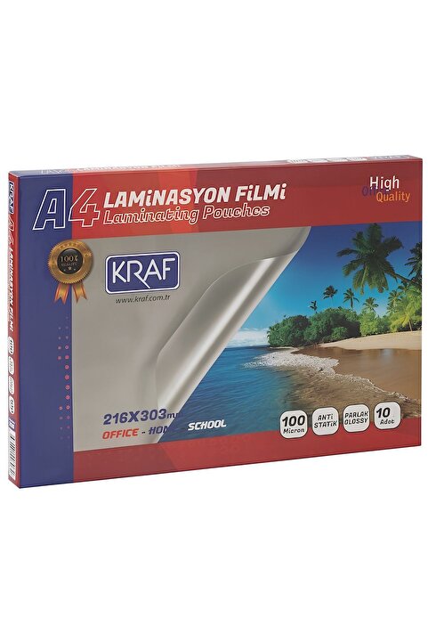 KRAF Laminasyon Filmi Parlak A4 100 Mic 10 Lu