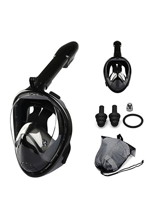 Reidan Sm Beden Siyah Tam Yüz Dalış Maskesi Su Altı Keşif Maskesi Slikon Şnorkel Full Face Mask