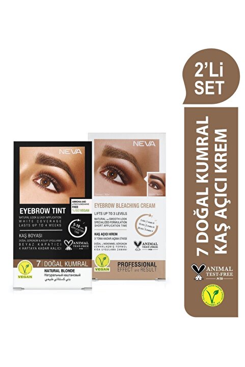Neva 2'Lİ SET Kaş Boyası 7 DOĞAL KUMRAL + Kaş Açıcı Krem (vegan)
