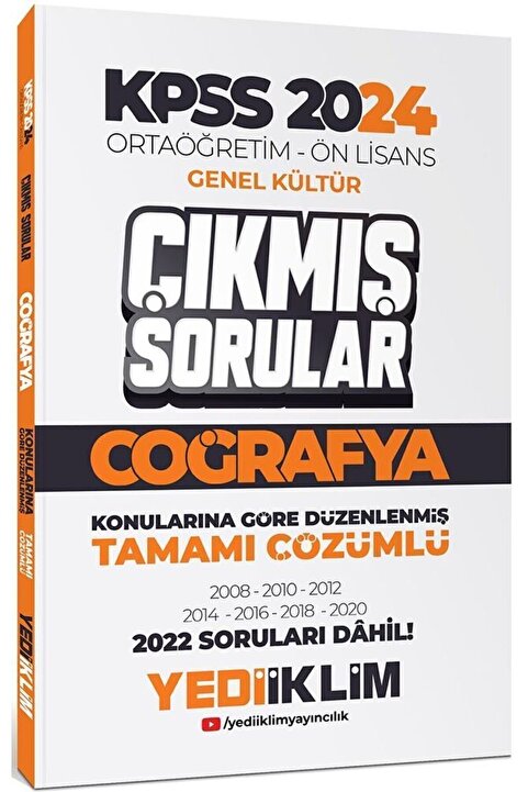 Yediiklim Yayınları Kpss 2024 Ortaöğretim-önlisans Coğrafya Konularına Göre Çıkmış Sorular