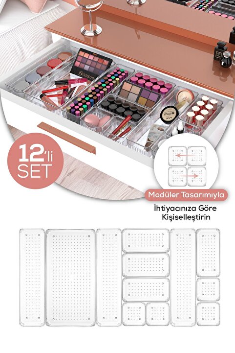 Vienev 12'li Dolap Içi - Çekmece Içi Takı Makyaj Düzenleyici Organizer