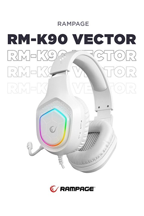Rampage Rm-k90 Vector Beyaz Rgb Led 3,5mm Gaming Mikrofonlu Oyuncu Kulaklığı