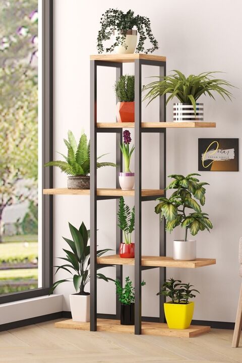 Cosargroup Dekoratif 5 Raflı Metal Çiçeklik Saksı Standı Saksılık Atlantikçam