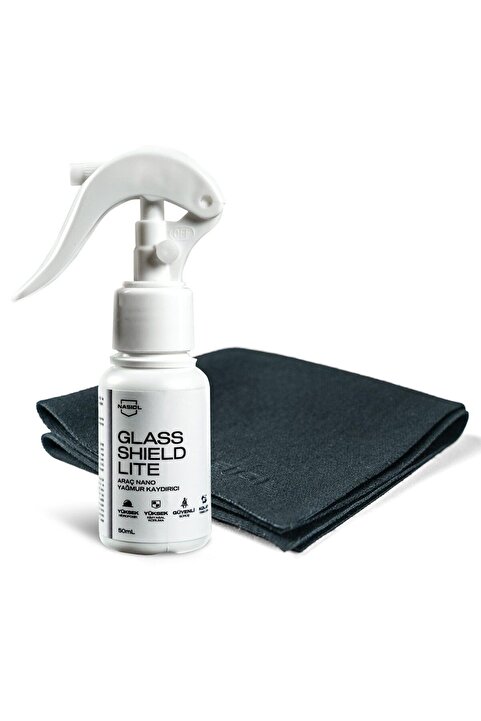 Nasiol -SET23-glasshield Lite Nano Yağmur Kaydırıcı Ve Pamuk Uygulama Bezi Seti