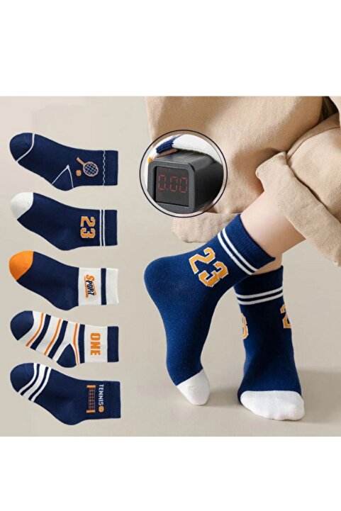 Hobins Sportswear & Company 5 Çift Tenisci Desenli Bebek Çorap Ve Çocuk Çorabı Özel tenis'ci Serisi