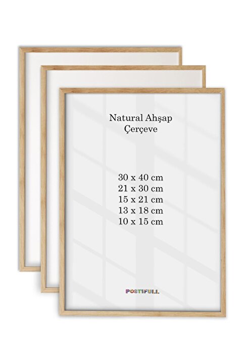 postifull Masif Ahşap Çerçeve 3 Adet Set, Poster ve Fotoğraf Çerçevesi, Salon Ahşap Tablo, Bebek Odası Çerçeve