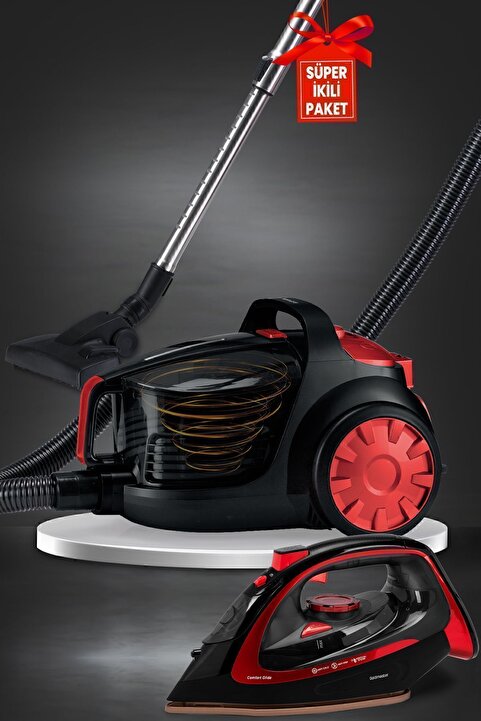 GoldMaster Avantajlı İkili Set Toz Torbasız Elektrikli Süpürge 2600 Watt Seramik Ağır Taban Şok Buharlı Ütü