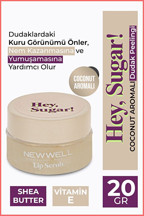 New Well Hey Sugar Hindistan Ceviz Aromalı Dudak Peelingi 20gr