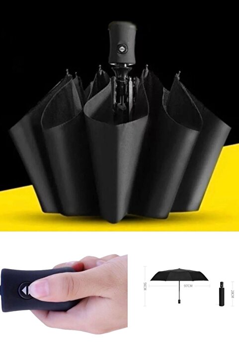 Zzla Unisex Siyah Tam Otomatik Rüzgarda Kırılmayan Şemsiye