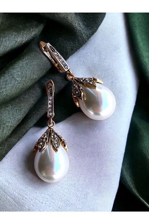 FAYRA ACCESSORIES Zirkon Taşlı Mayorka İnci Küpe
