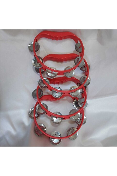 Aker Hediyelik Kırmızı Tef 5 Adet Plastik Def Zilli Tef Hesaplı Düğün Kına Nişan Nikah Söz Aksesuarı – Def