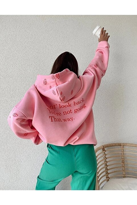 Mirell Pembe Oversize Eye Sweatshirt