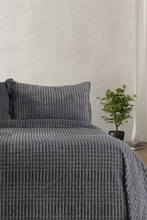 Merinos Modern Line 3 Parça Battaniye Seti - Antrasit