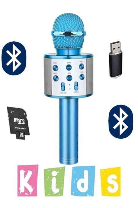 Genel Markalar Karaoke Mikrofon Dahili Hoparlörlü Usb Flash Tf Kart Destekli Ses Değiştirme Efektli Çocuk Mikrofonu