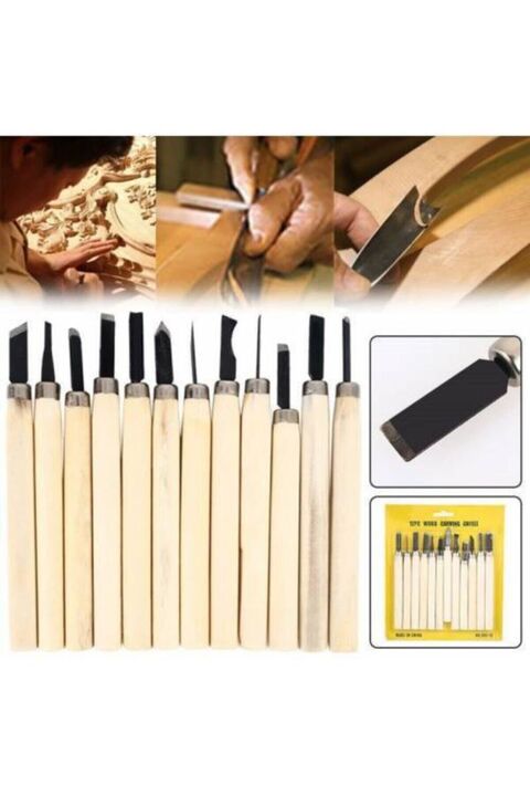 Yayke 12 Parça Ahşap Oyma Set Ağaç Oyma Set Kalem Set Iskarpela