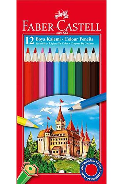 Faber Castell Karton Kutu Renkli Boya Kalemi, 12 Renk, Yumuşak ve Canlı Renkler, Kolay Açılır