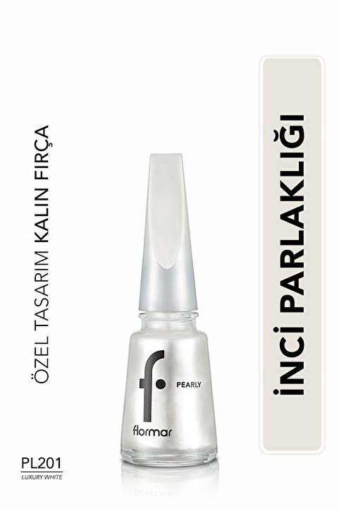 Flormar Sedefli Parlak Oje (Beyaz) - Pearly Nail Enamel - PL201 Luxury White - 8682536035422