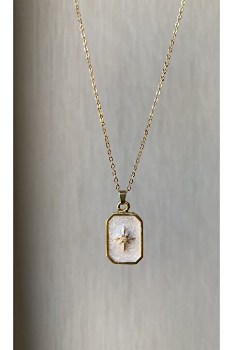vi store vi jewelry Beyaz Mineli Kutup Yıldızı Kolye