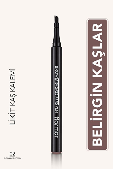 Flormar Fırça Uçlu Likit Kaş Kalemi (ORTA KAHVE) - Brow Micro Filler Pen -002 Mdıum Brwn New - 8682536038522