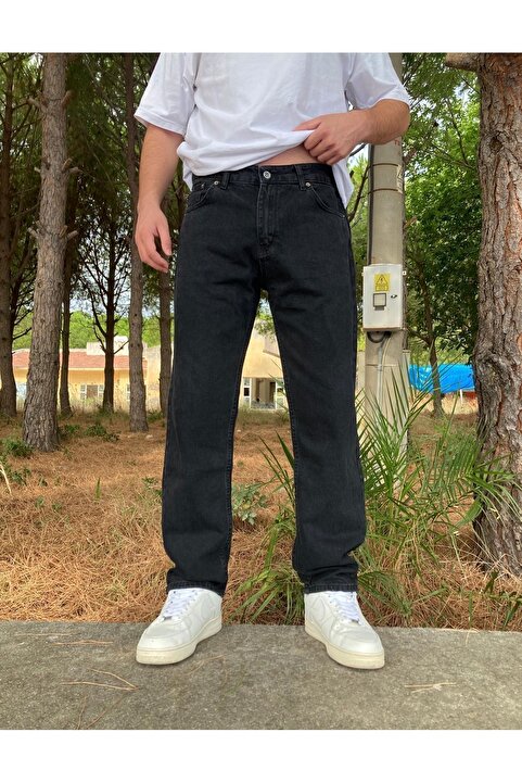 oraystore Erkek Yıkamalı Siyah Baggy Pantolon